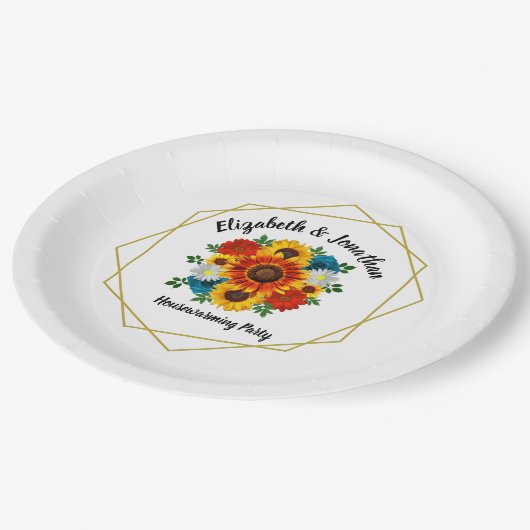 Summer Picnic Party Geometric Floral Pappteller (Schrägansicht)