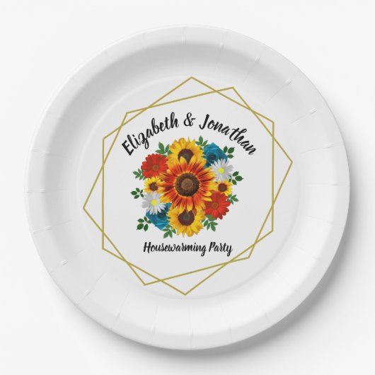Summer Picnic Party Geometric Floral Pappteller (Vorderseite)
