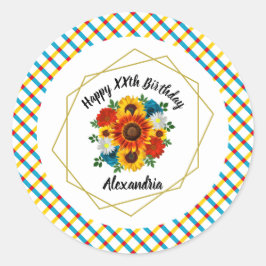Summer Picnic Party Geometric Floral Runder Aufkleber