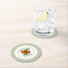 Summer Picnic Party Geometric Floral Runder Pappuntersetzer