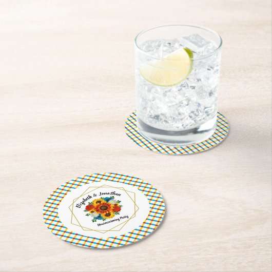 Summer Picnic Party Geometric Floral Runder Pappuntersetzer (Vor Ort)