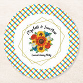 Summer Picnic Party Geometric Floral Runder Pappuntersetzer (Vorderseite)