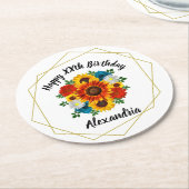 Summer Picnic Party Geometric Floral Runder Pappuntersetzer (Angewinkelt)