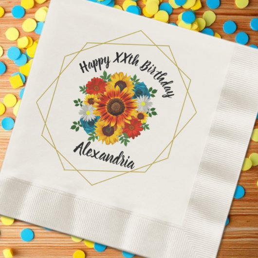 Summer Picnic Party Geometric Floral Serviette