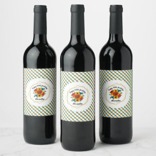 Summer Picnic Party Geometric Floral Weinetikett