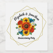 Summer Picnic Party Geometric Floral Weinetikett (Einzelnes Label)