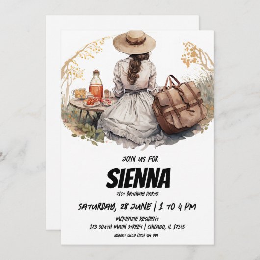 Summer Picnic viktorianisch Style Einladung (Vorne/Hinten)