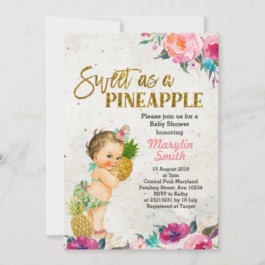 Summer Pineaple Baby Dusche Einladung (Vorderseite)