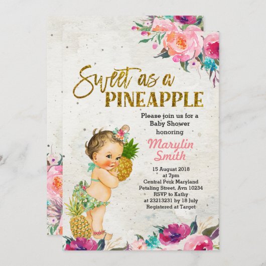 Summer Pineaple Baby Dusche Einladung (Vorne/Hinten)