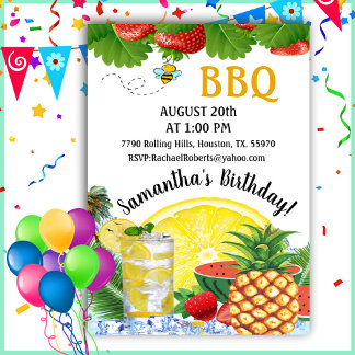 Summer Pineaple Barbecue Geburtstag Einladung