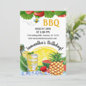 Summer Pineaple Barbecue Geburtstag Einladung (Stehend Vorderseite)