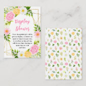 Summer Pink and Yellow Floral Baby Display Dusche Begleitkarte (Vorne/Hinten)