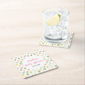 Summer Pink and Yellow Floral Baby Shower Rechteckiger Pappuntersetzer (Vor Ort)