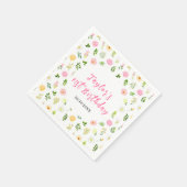 Summer Pink and Yellow Floral Birthday Serviette (Ecke)