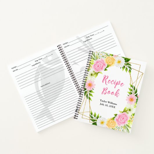 Summer Pink and Yellow Floral Recipe Book Notizblock (Innenseite)
