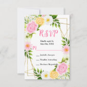 Summer Pink and Yellow Flowers and Foliage RSVP Karte (Vorderseite)