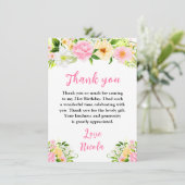 Summer Pink and Yellow Flowers Birthday Dankeskarte (Stehend Vorderseite)