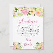 Summer Pink and Yellow Flowers Birthday Dankeskarte (Vorderseite)
