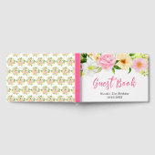 Summer Pink and Yellow Flowers Birthday  Gästebuch (Voll)
