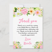 Summer Pink and Yellow Flowers Bridal Shower Dankeskarte (Vorderseite)