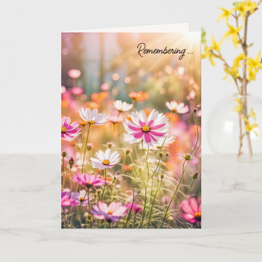 Summer Pink Cosmos für Beileid Karte (Gelbe Blume)