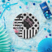 Summer Pink Flamingo Polka Dot Fun Funky Party Pappteller (Party)