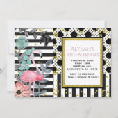 Summer Pink Flamingo Polka Dot Party Einladungen (Vorderseite)
