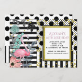 Summer Pink Flamingo Polka Dot Party Einladungen (Vorne/Hinten)