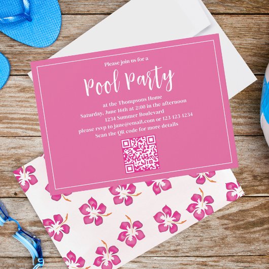 Summer Pink Floral Party Custom Einladung