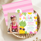 Summer Pink Foto Ananas Aloha 1. Geburtstag Einladung