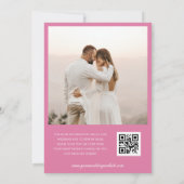 Summer Pink Garden Floral QR Code Foto Hochzeit Einladung (Rückseite)