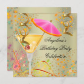 Summer Pink Gold Geburtstagsparty Cocktail Einladung (Vorne/Hinten)