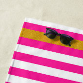 Summer Pink Gold Streifen Mit Monogramm Strandtuch (Beispiel)