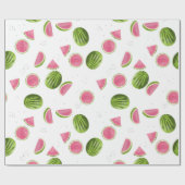 Summer Pink & Green Watermelon Muster Geschenkpapier (Flach)