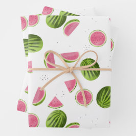 Summer Pink & Green Watermelon Muster Geschenkpapier Set
