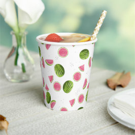 Summer Pink & Green Watermelon Muster Pappbecher