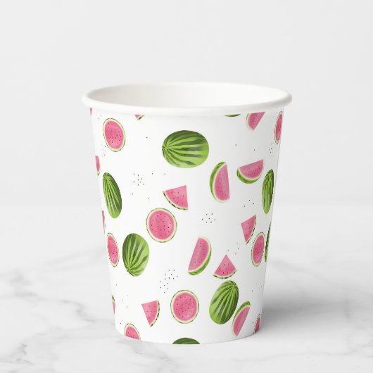 Summer Pink & Green Watermelon Muster Pappbecher (Rückseite)