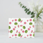 Summer Pink & Green Watermelon Muster Postkarte (Stehend Vorderseite)