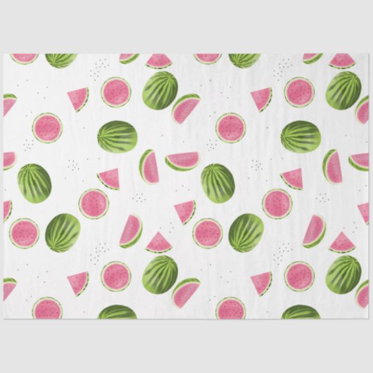 Summer Pink & Green Watermelon Muster Seidenpapier (Vorderseite)
