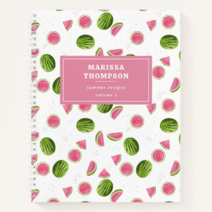 Summer Pink & Green Watermelon Rezept Kochbuch Notizblock