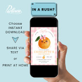 Summer Pink Little Cutie Orange 1st First Birthday Einladung