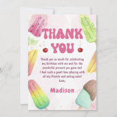 Summer Pink Popsicle Girl Geburtstag Danke Karte (Vorderseite)