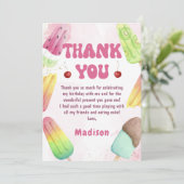 Summer Pink Popsicle Girl Geburtstag Danke Karte (Stehend Vorderseite)