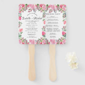 Summer Pink Rose Floral Wedding Programm Hand Fan Fächer (Vorne und Hinten)