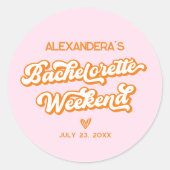 Summer Pink und Orange Junggeselinnen-Abschied Gef Runder Aufkleber (Vorderseite)