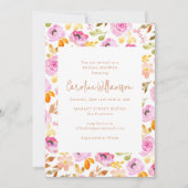 Summer Pink Watercolor Garden Brautparty Einladung (Vorderseite)