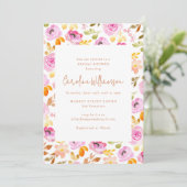 Summer Pink Watercolor Garden Brautparty Einladung (Stehend Vorderseite)
