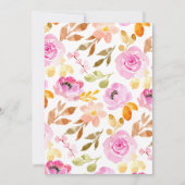 Summer Pink Watercolor Garden Brautparty Einladung (Rückseite)