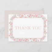 Summer Pink Wildflower Baby Shower Dankeskarte (Vorne/Hinten)