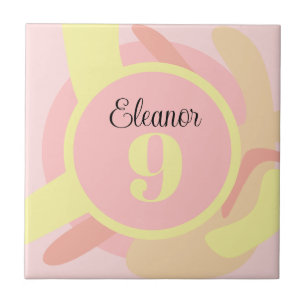 Summer Pink Yellow Creme Moderne Personalisiert Fliese